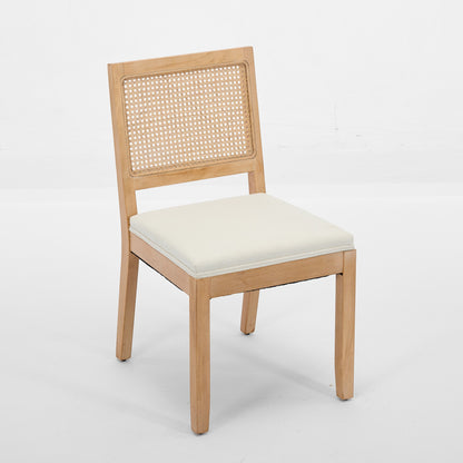 Farmhouse Rattan Dining Chairs Set of 2, Mid Century Modern Kitchen & Dining Room Chairs, Cane Upholstered Kitchen Side Chair with Natural Hardwood Frame, Beige image 4