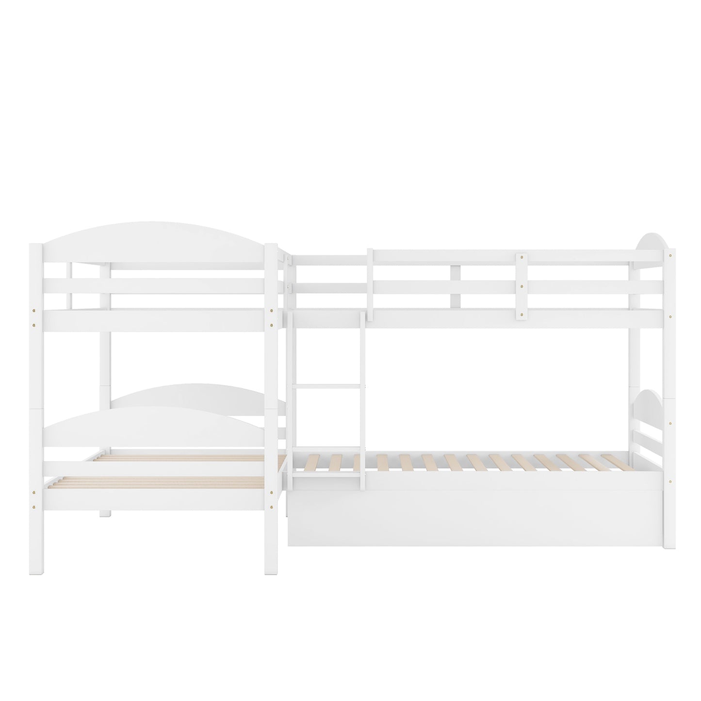 Twin L-Shaped Bunk bed with Trundle-White{OLD SKU:LT000024AAK} image 3