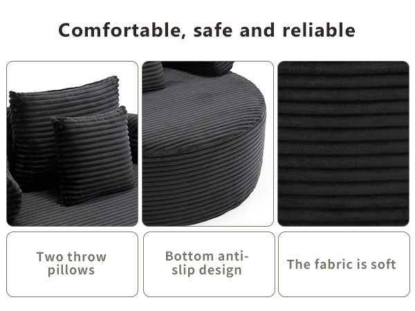 Round Sofa Bed with Memory Foam Sectional Couches for Living Room, Cloud Couch with three pillows, Black image 8