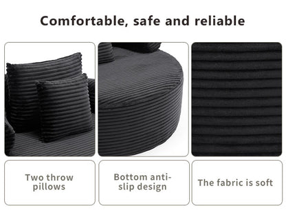 Round Sofa Bed with Memory Foam Sectional Couches for Living Room, Cloud Couch with three pillows, Black image 8