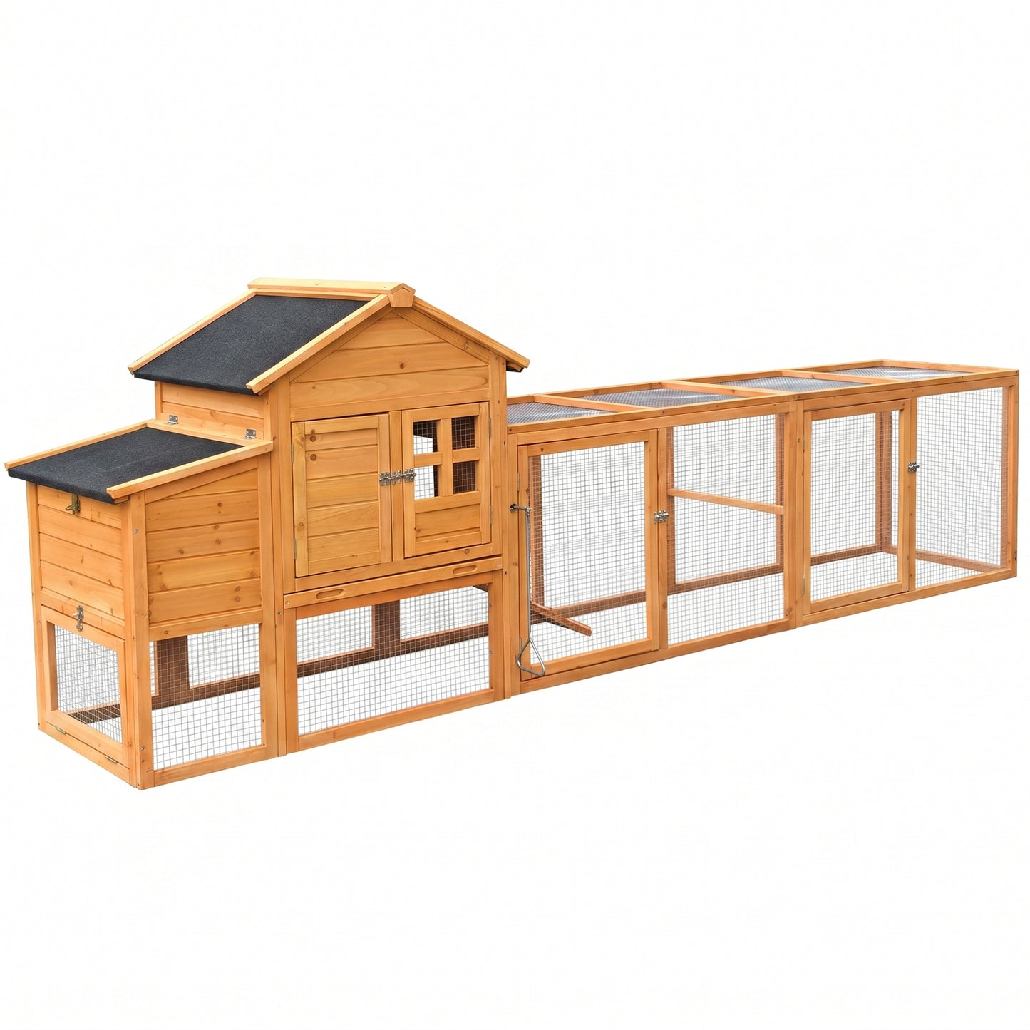 Large Chicken Coop with Run and Nest Box and Removable Tray, Hen House for 4-6 Chickens, Outdoor Weatherproof Small Animal Cages image 9