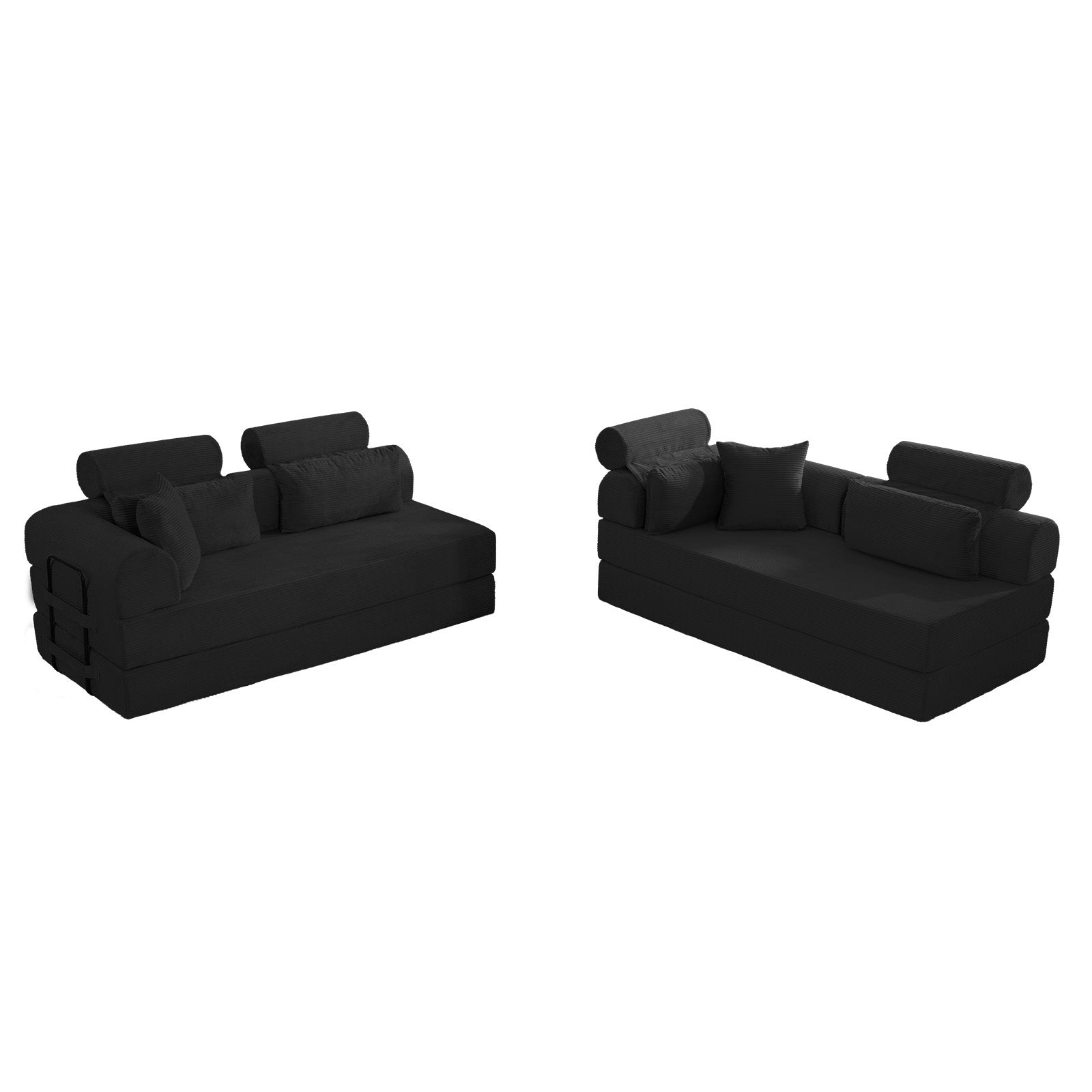L shape Modular Sectional Sofa, Compressed Sectional Sofa Modern Minimalist Style Corduroy Couch,Unfold into a bed, Bedroom, Comfy Compressed Sofa Couch Space-Efficient Design(black) image 8