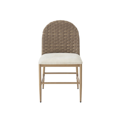 Farmhouse Dining Chairs Set of 2, Upholstered Kitchen Chairs Armless Iron Side Chair with rattan Backrest for Dining Room,Restaurant,Brown image 8