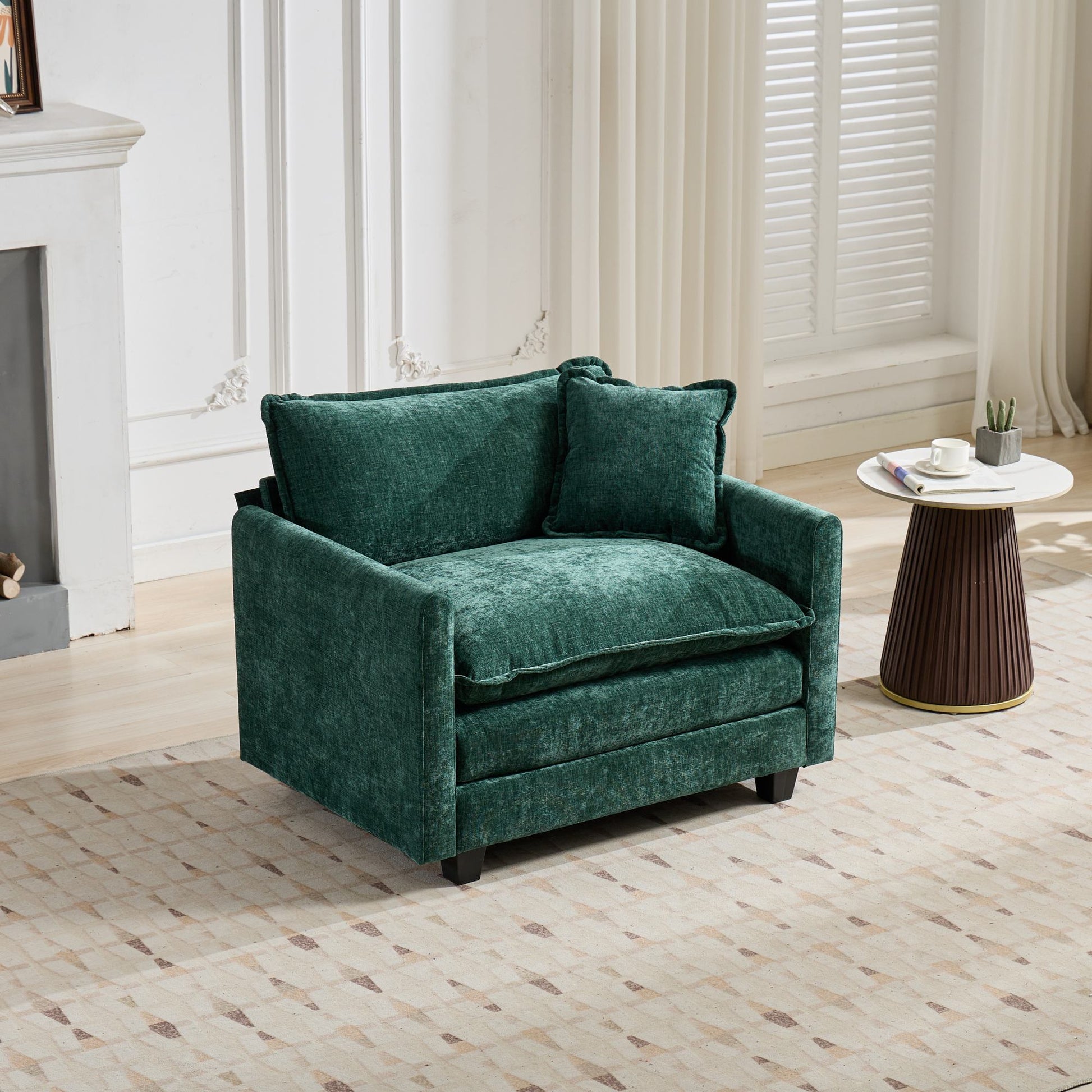 Cloud Sofa one Seat (Armrests are not included), Modern Sectional Couch, for Living Room Bedroom and Apartment, Comfy Double Layer Upholstered Seat Cushion, Breathable Chenille Fabric, Green image 2