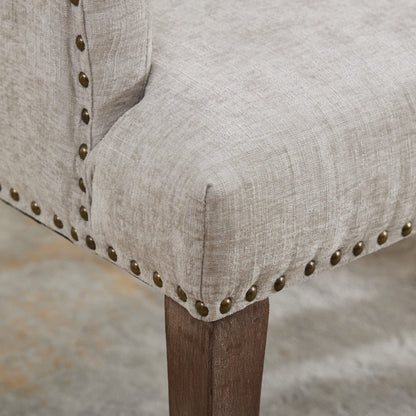 Upholstered Chenille Fabric Accent Dining Chair, Curved Solid Wood Legs, Elegant Tufted Club Dining Room Kitchen Room Arm Dining Chair, Single Pack,Beige,SW1895BG image 12
