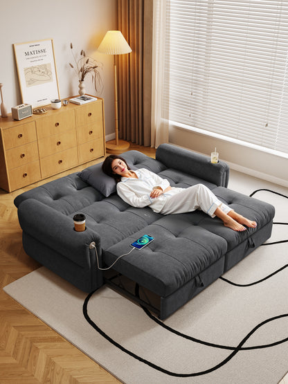 It is a multi-functional sofa, a 77-inch convertible sofa bed, and a 2-in-1 piece suitable for both sitting and lying down. Made of Chenille fabric, it is suitable for living rooms, bedrooms image 5