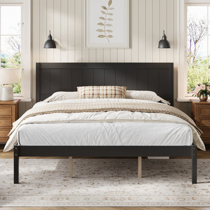 Platform Bed Frame with Headboard, Wood Slat Support, No Box Spring Needed,King,Espresso image 1