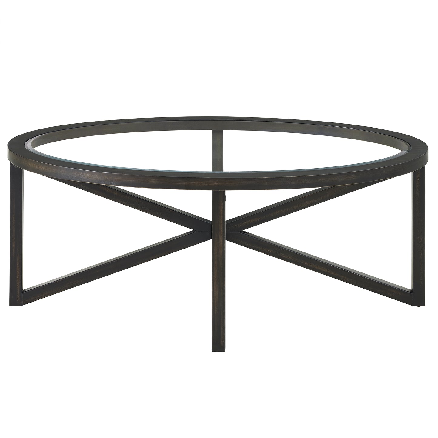 Modern simple glass coffee table, tempered glass coffee table solid wood base round transparent glass top modern living room terrace study coffee table image 11
