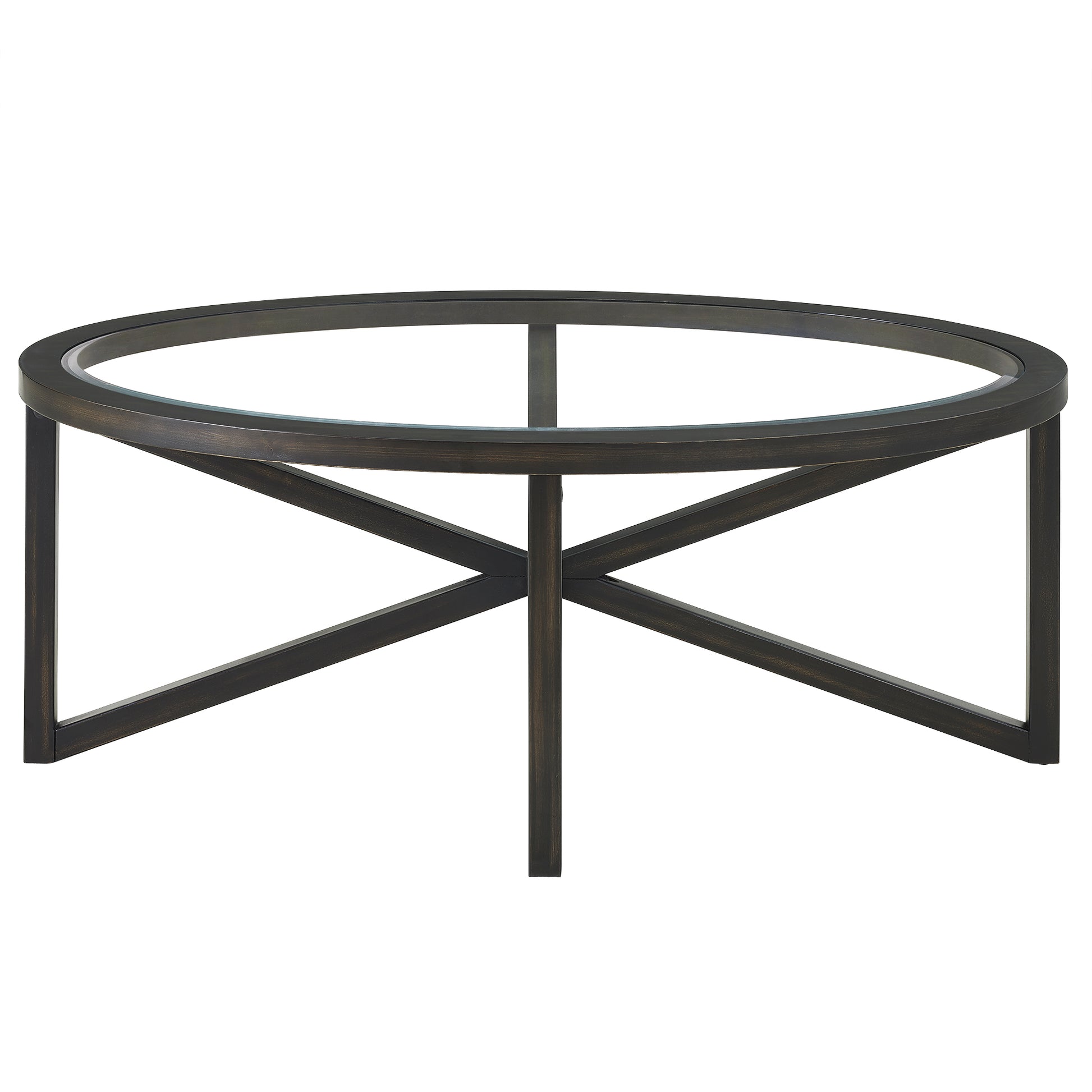 Modern simple glass coffee table, tempered glass coffee table solid wood base round transparent glass top modern living room terrace study coffee table image 11