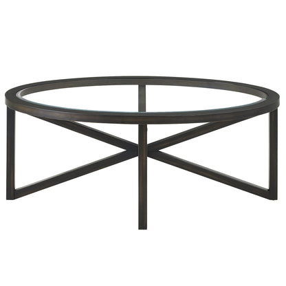 Modern simple glass coffee table, tempered glass coffee table solid wood base round transparent glass top modern living room terrace study coffee table image 11