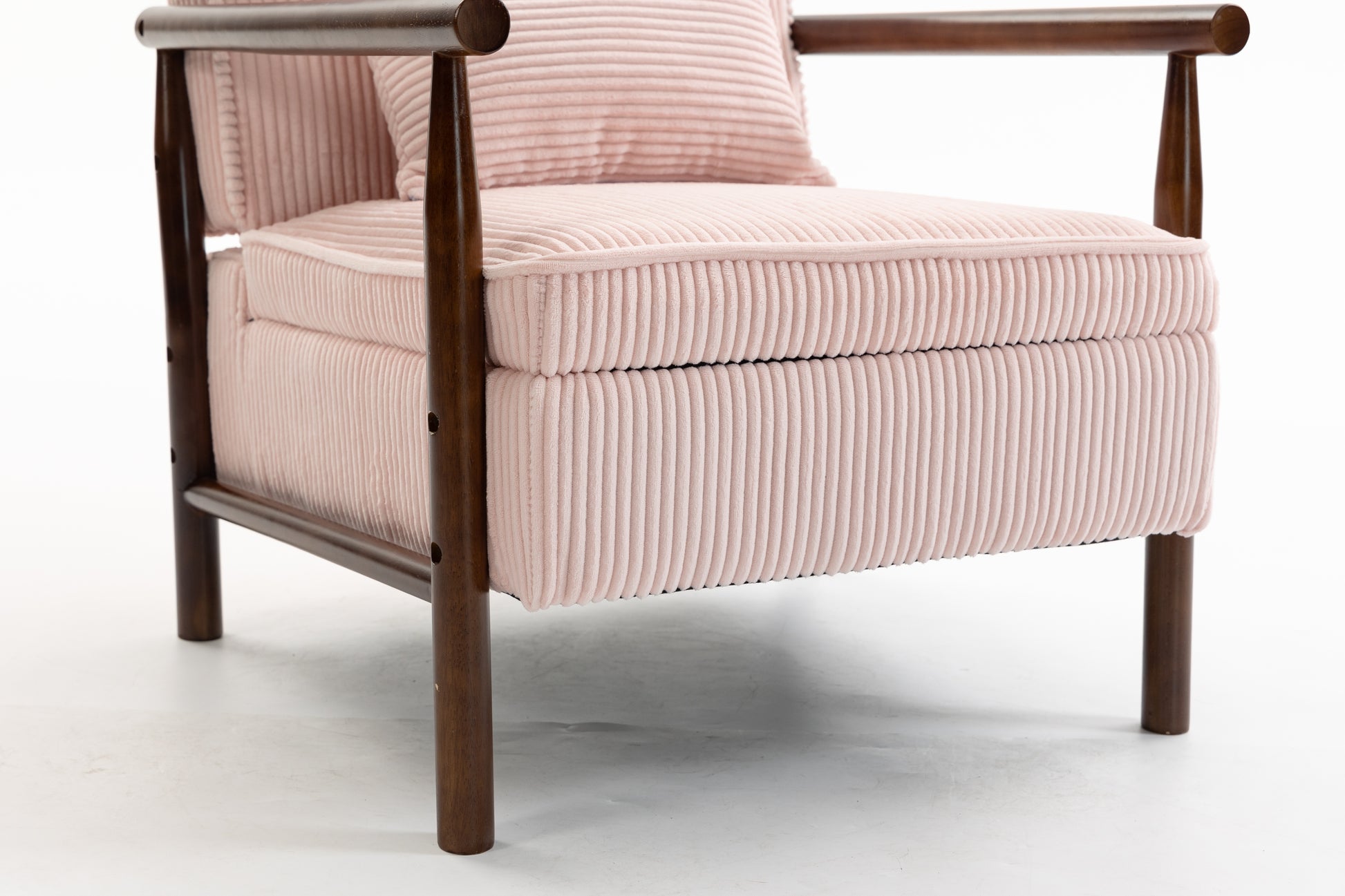 Storage Chair,Mid Century Modern Accent Chair with Wood Frame, Upholstered Living Room Chairs with Waist Cushion, Reading Armchair for Bedroom Sunroom image 5