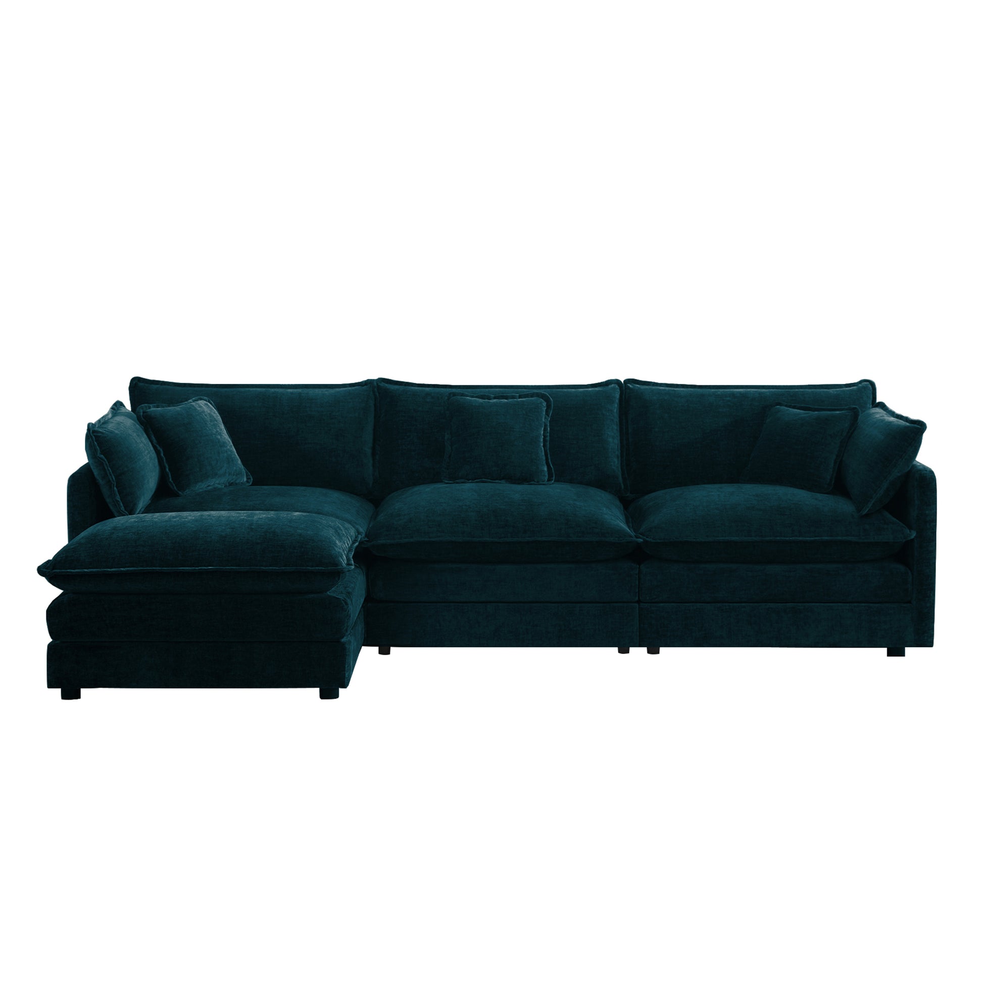 Free Combination Comfy Upholstery Modular Oversized L Shaped Sectional Sofa With Reversible Ottoman, Blue Chenille image 4