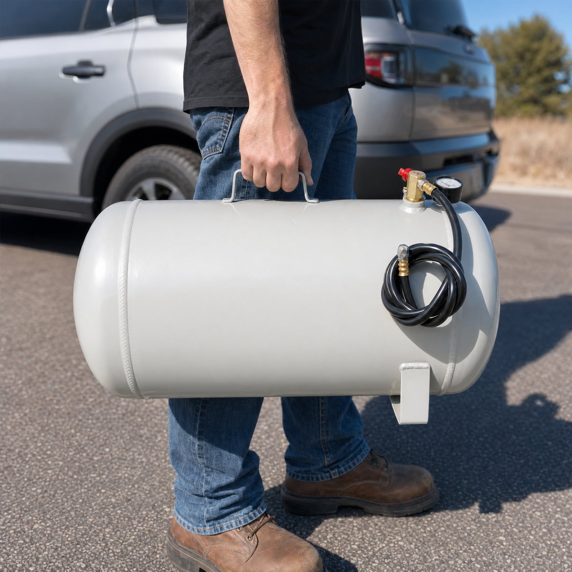 Portable11 Gallon Aluminum Air Tank, Lightweight Durable Air Compressor Tank with Pressure Gauge, Safety Valve and 47 Inch Hose for Easy Tool Connection image 10