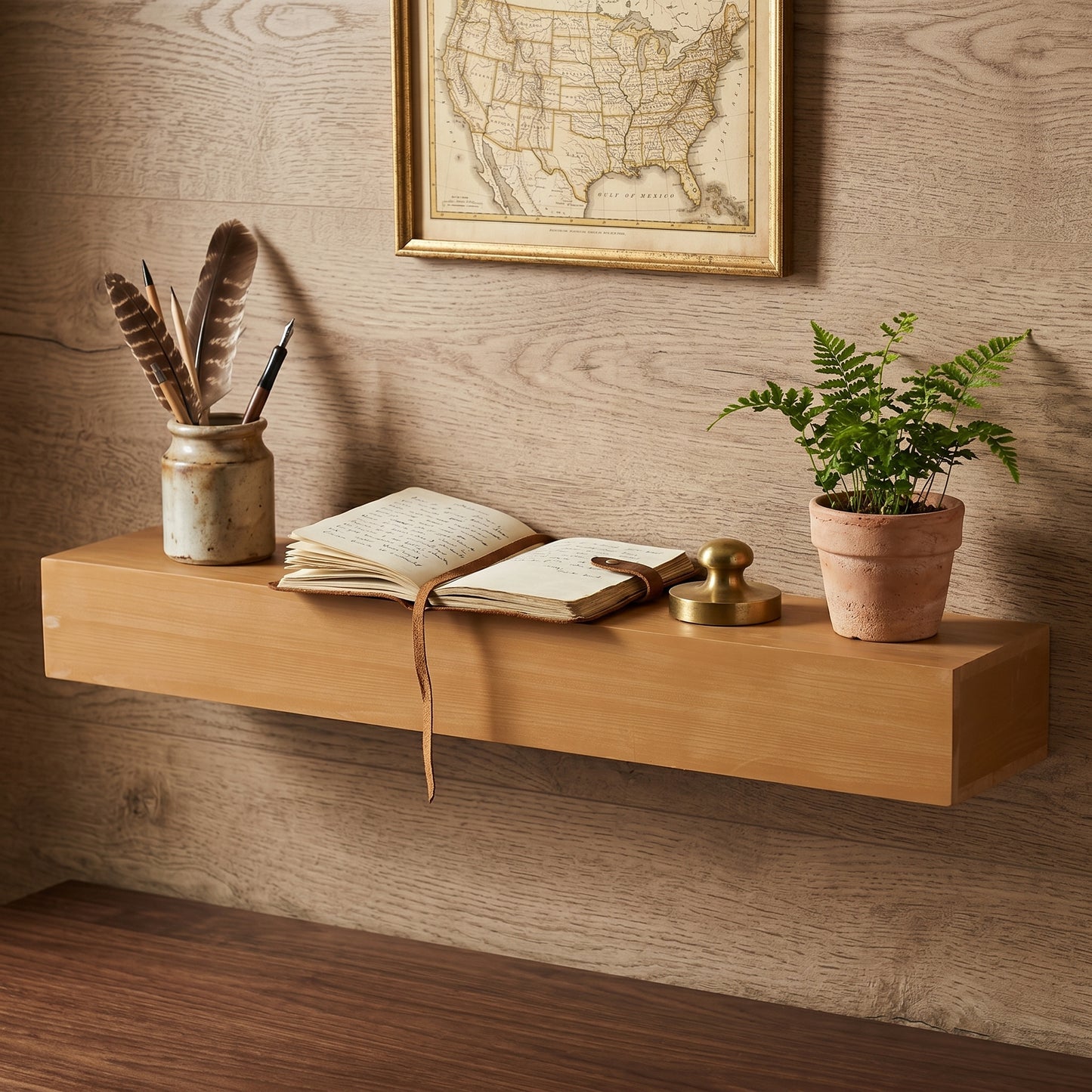 60'' Fireplace Mantel Fir Wood Wall-Mounted & Floating Shelf for Home Decor with Flat Surface image 10