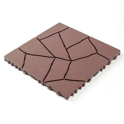 Stone Style 12" Patio Deck Tiles, DIY Module Interlocking Decking Tiles Floor Tile Outdoor and Indoor,Easy and Quick Installation Court Tiles for Porch Poolside Balcony Backyard 44pcs, Brown image 1