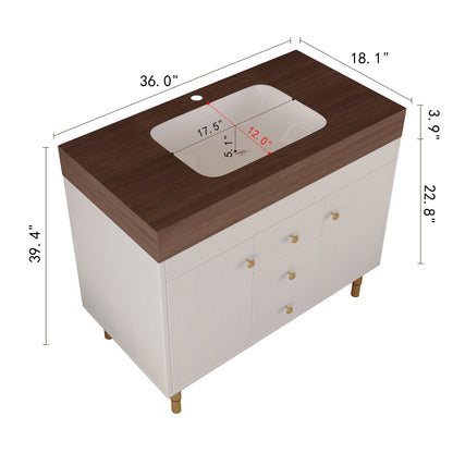 36 in Modern Free-standing Bathroom Vanity with Ceramic Sink & Ample Storage image 10