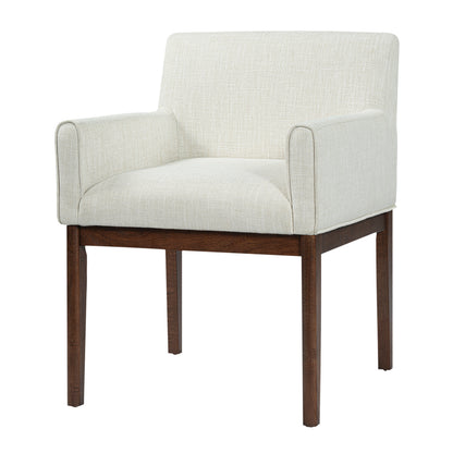 Modern Upholstered Dining Chair with Arms, Rubber Wood leg, Fabric & Foam Padded Seat for Kitchen, Dining Room, Living Room(Set of 2),Brown+Beige image 7