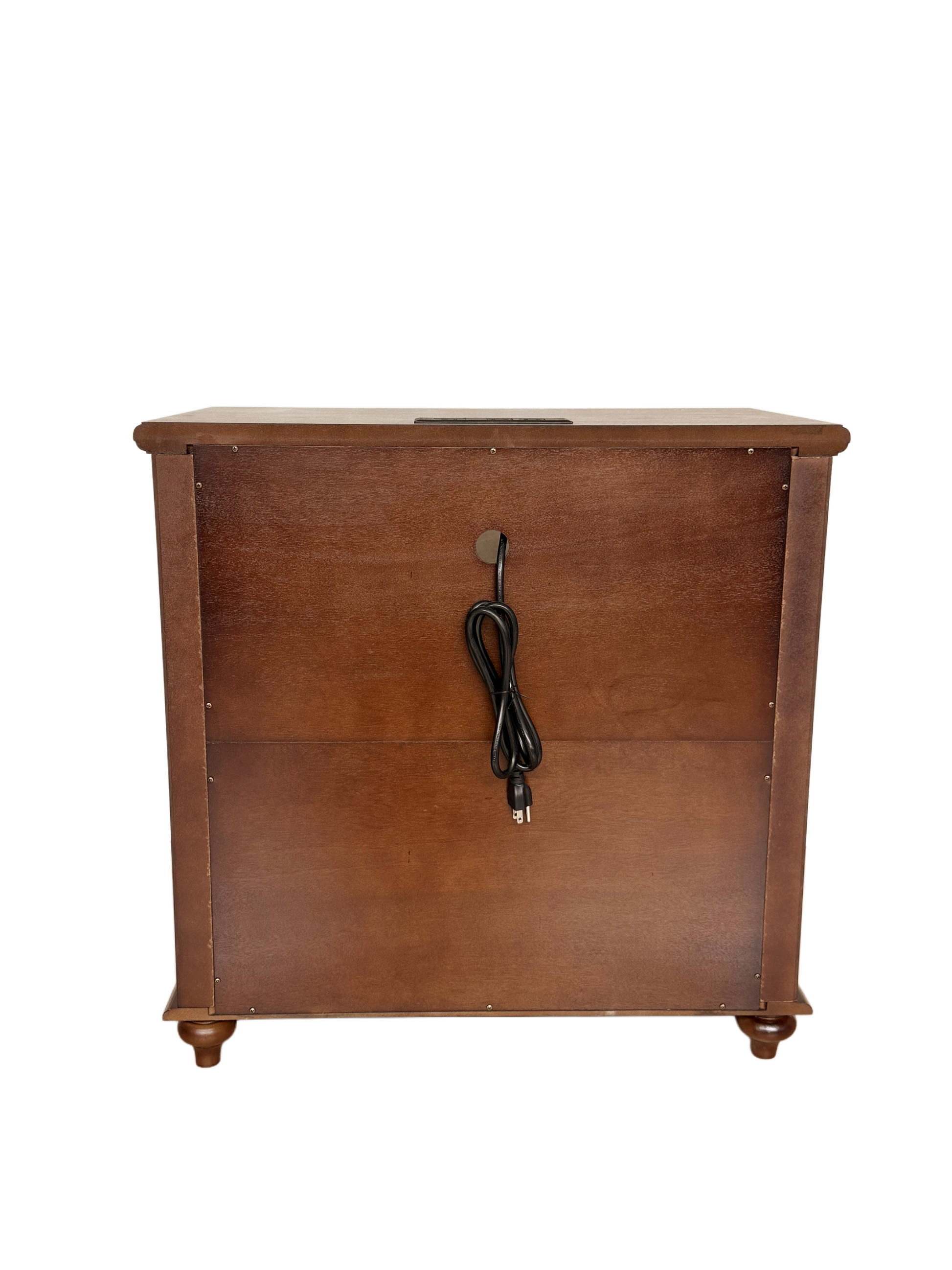 28"Nightstand with Charging Station, Rustic Brown Nightstand, 2 Drawers End Table, Bedside Table Walnut for bedroom image 9