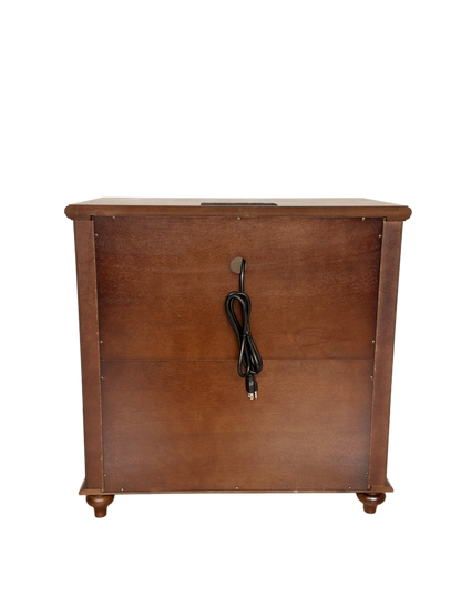 28"Nightstand with Charging Station, Rustic Brown Nightstand, 2 Drawers End Table, Bedside Table Walnut for bedroom image 9
