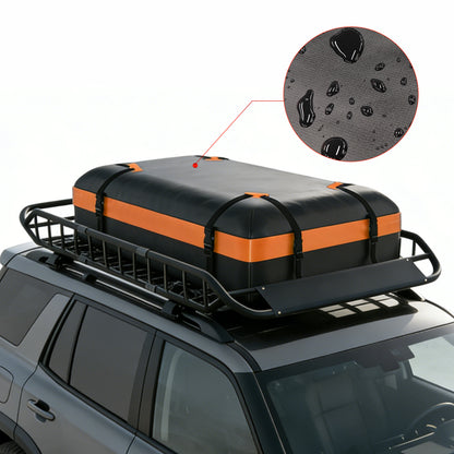 Roof Rack Cargo Basket 50"(L) x 36"(W) x 5.1"(H) Extendable Universal Rooftop Luggage Carrier for Truck Cars SUV with Waterproof Cargo Bag, Cargo Net, Ratchet Straps & Outdoor Combination Lock image 4