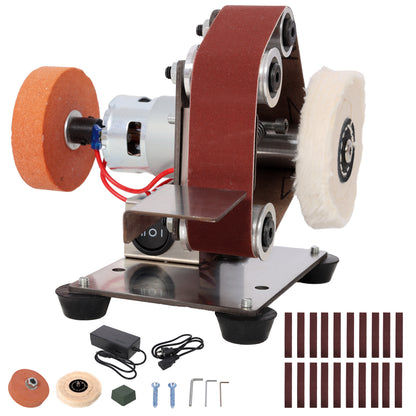 Mini Electric Belt-Sander Knife-Sharpener Sanding Machine 96W, Small Bench Grinder Kit 7 Speed Adjustable Power Polisher DIY Polishing Grinding Tool, Handcraft Jewelry image 1