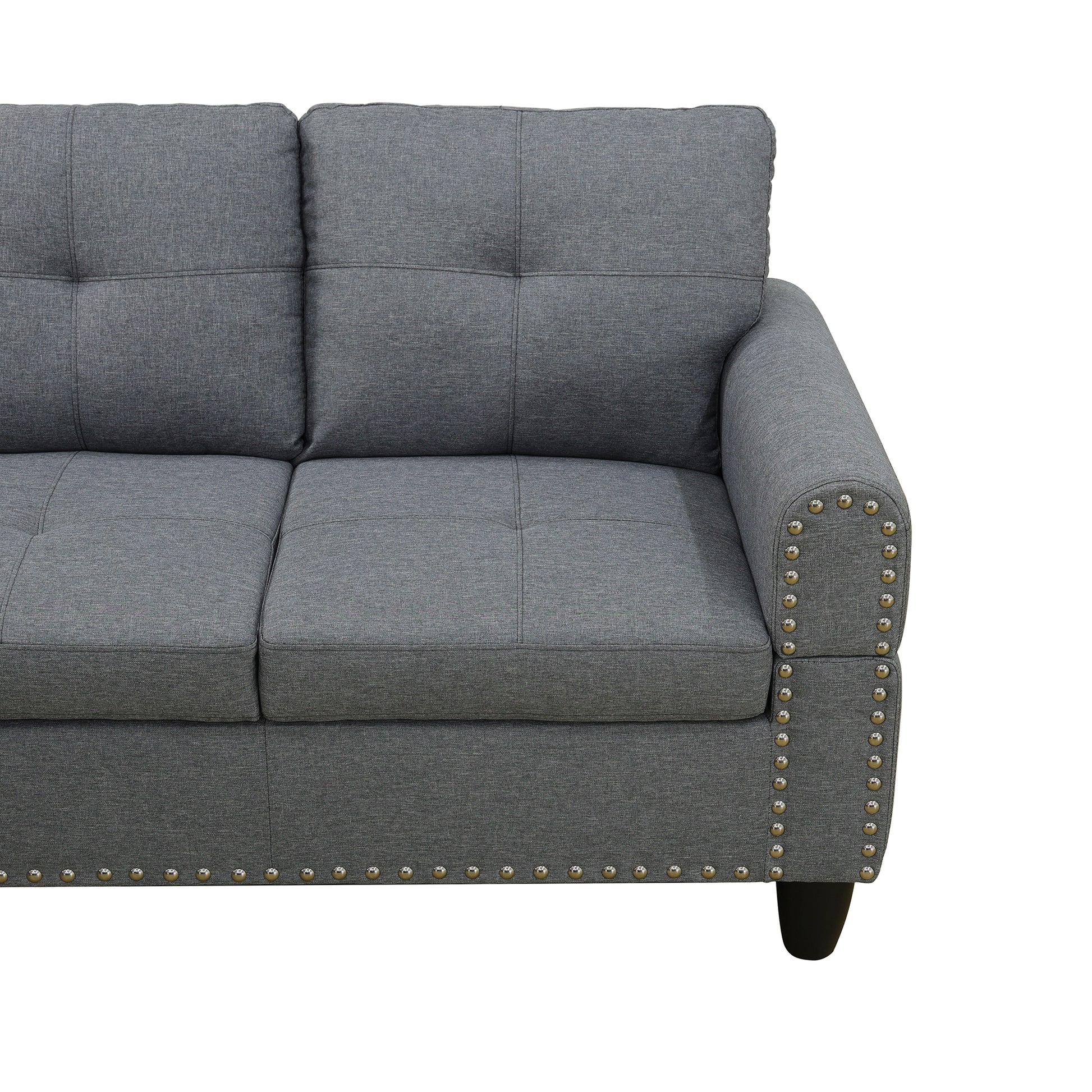 L shape Sectional Sofa Chair with cup holder - Dark Gray-Left image 10