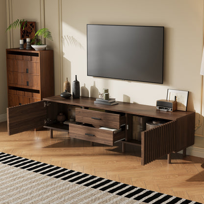 70inch Modern TV Stand for TVs up to 80 inches for Living Room, Media Entertainment Center with Ample Storage & Solid-Wood Legs image 2