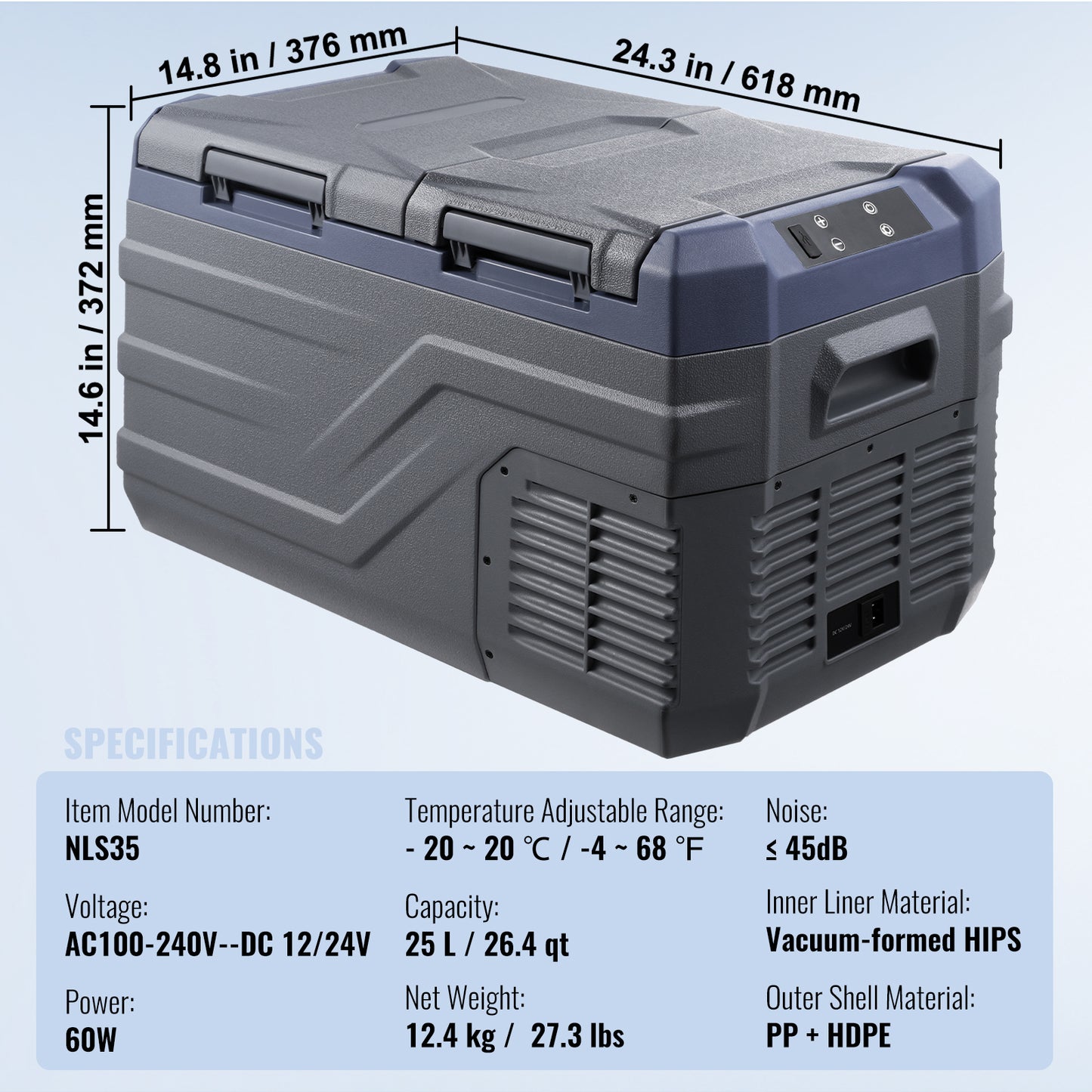 Car Refrigerator, 12 Volt Car Refrigerator Fridge, 25 L Dual Zone Portable Freezer, -4℉-68℉ Adjustable Range, 12/24V DC and 100-240V AC Compressor Cooler for Outdoor, Camping, RV image 10
