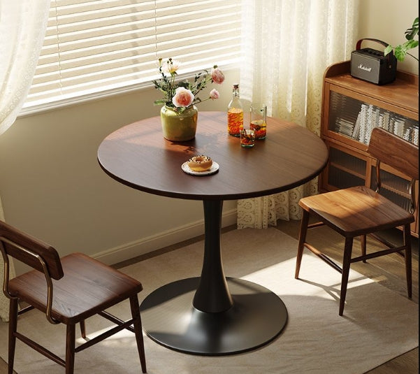 Walnut Round Table, Modern Dining Table, Dining Table, MDF Top and Steel Base Tulip Round Kitchen Table, Kitchen Table, Mid Century Coffee Table for Living Room 24 Inch, Oval Dining Table image 9