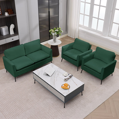 TS Cat paw leather upholstered sofa loveseat,Nordic retro light luxury living room balcony bedroom single casual sofa chair Double sofa + two pack combination(Green) image 6