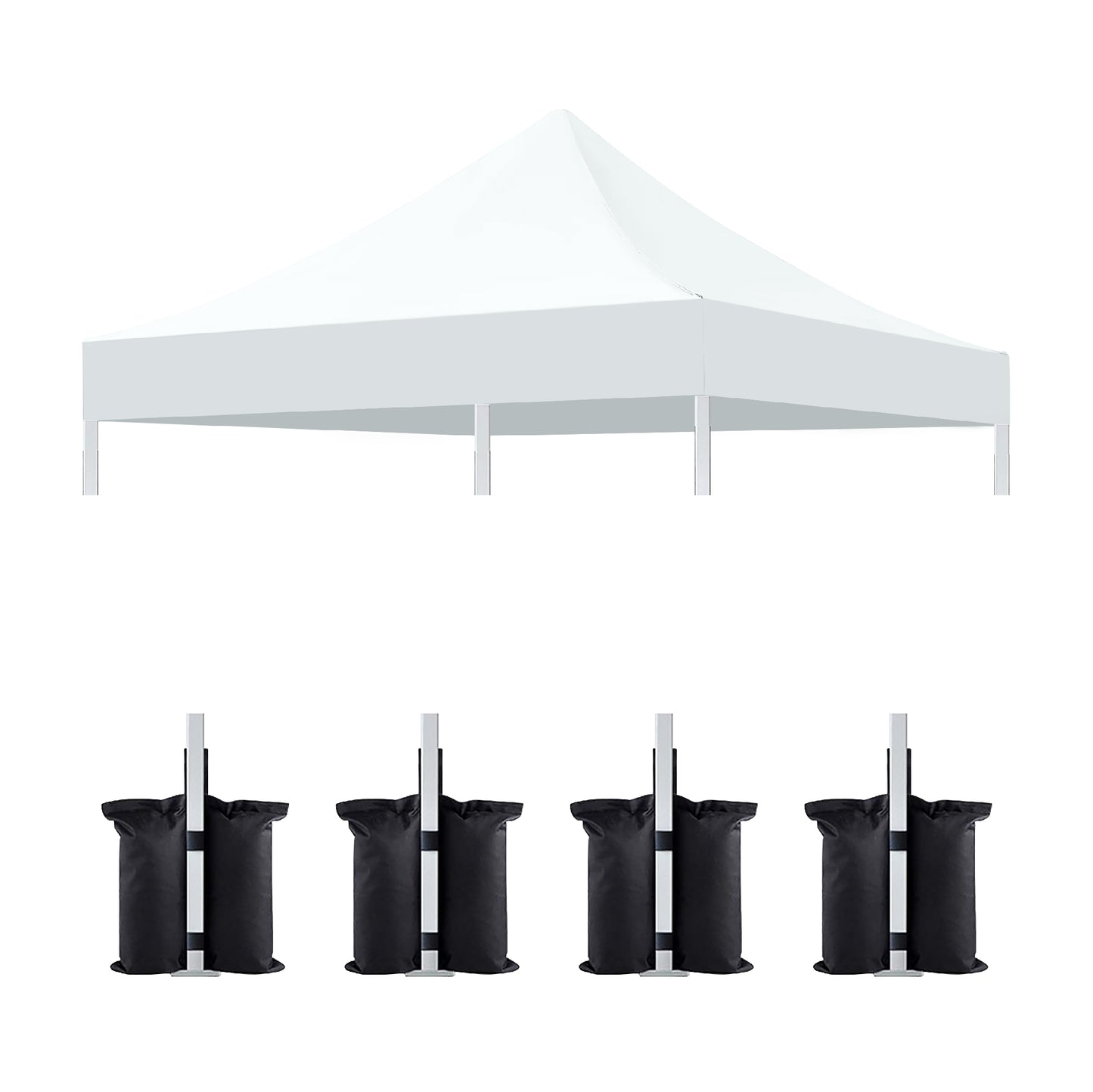 10x10 Canopy Replacement Top for Pop Up Canopy Tent and 4PC Pack Canopy Weight Bag(only cover and 4pcs sandbag not include frame) White image 1