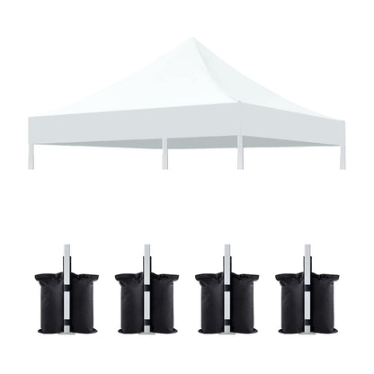 10x10 Canopy Replacement Top for Pop Up Canopy Tent and 4PC Pack Canopy Weight Bag(only cover and 4pcs sandbag not include frame) White image 1