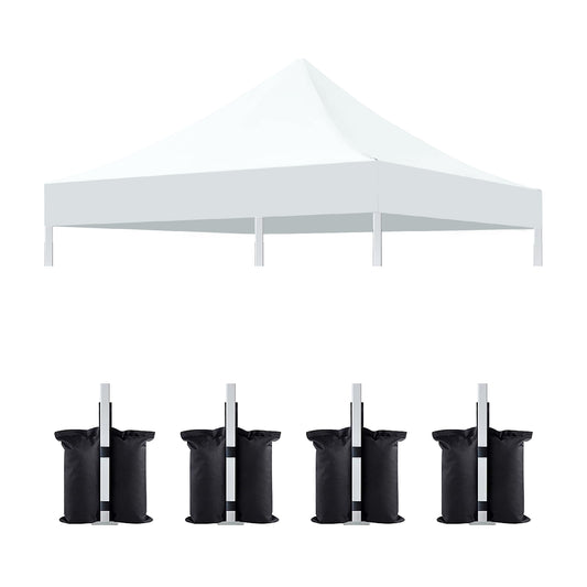 10x10 Canopy Replacement Top for Pop Up Canopy Tent and 4PC Pack Canopy Weight Bag(only cover and 4pcs sandbag not include frame) White image 1