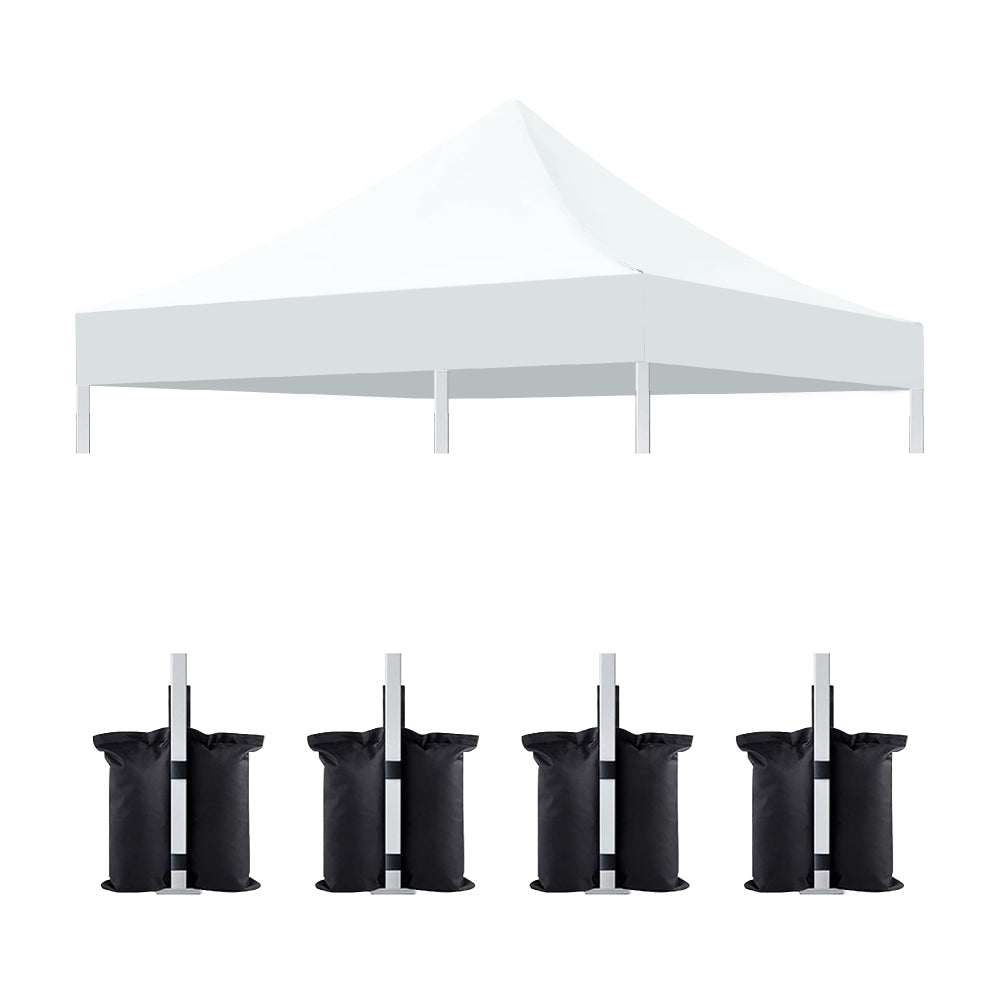 10x10 Canopy Replacement Top for Pop Up Canopy Tent and 4PC Pack Canopy Weight Bag(only cover and 4pcs sandbag not include frame) White