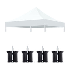 10x10 Canopy Replacement Top for Pop Up Canopy Tent and 4PC Pack Canopy Weight Bag(only cover and 4pcs sandbag not include frame) White