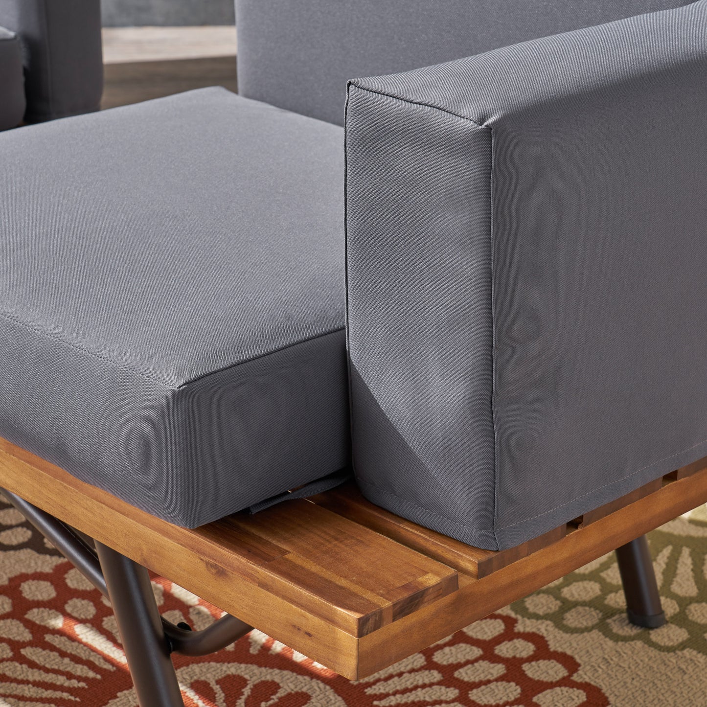 Canoga Outdoor Industrial Loveseat with Coffee Table image 7
