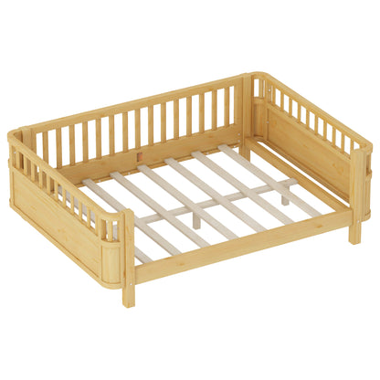 Full Size Wood Platform Bed for Kids, Wood Low Profile Full Bed with Rails for Girls and Boys, Natural (Patented Design,Expect Arrival Date 2026/5/11 Old SKU W2593P233781) image 10