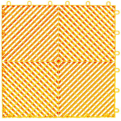 25pcs Plastic Garage Floor Mats,15.6"x15.6" Size,Non-Slip Interlocking Plastic Garage Floor Mat,Splicing Drainage Floor Tile and Shower Mat, for Garage, Garden, Kitchen & Outdoor, Yellow image 3