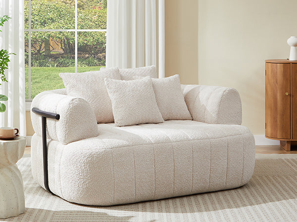 64" Oversized Boneless Chair Chaise Lounge Indoor with Metal Support, Upholstered Boucle Deep Seat Single Cloud Sofa Chair, Cozy Comfy Sofa Bed for Living Room & Bedroom image 5