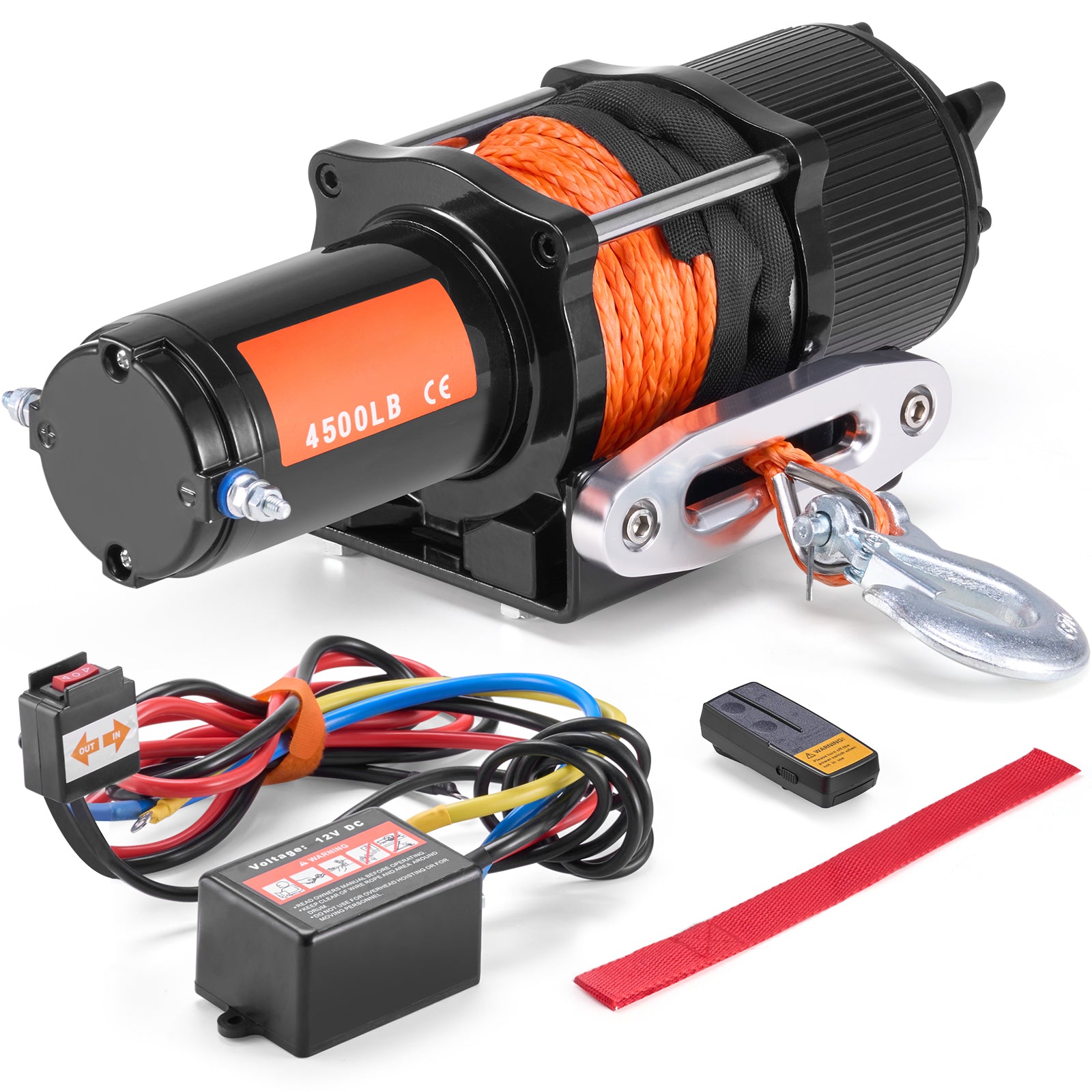 Electric Winch ATV UTV 4500 lb Synthetic Rope Waterproof Remote Control image 1