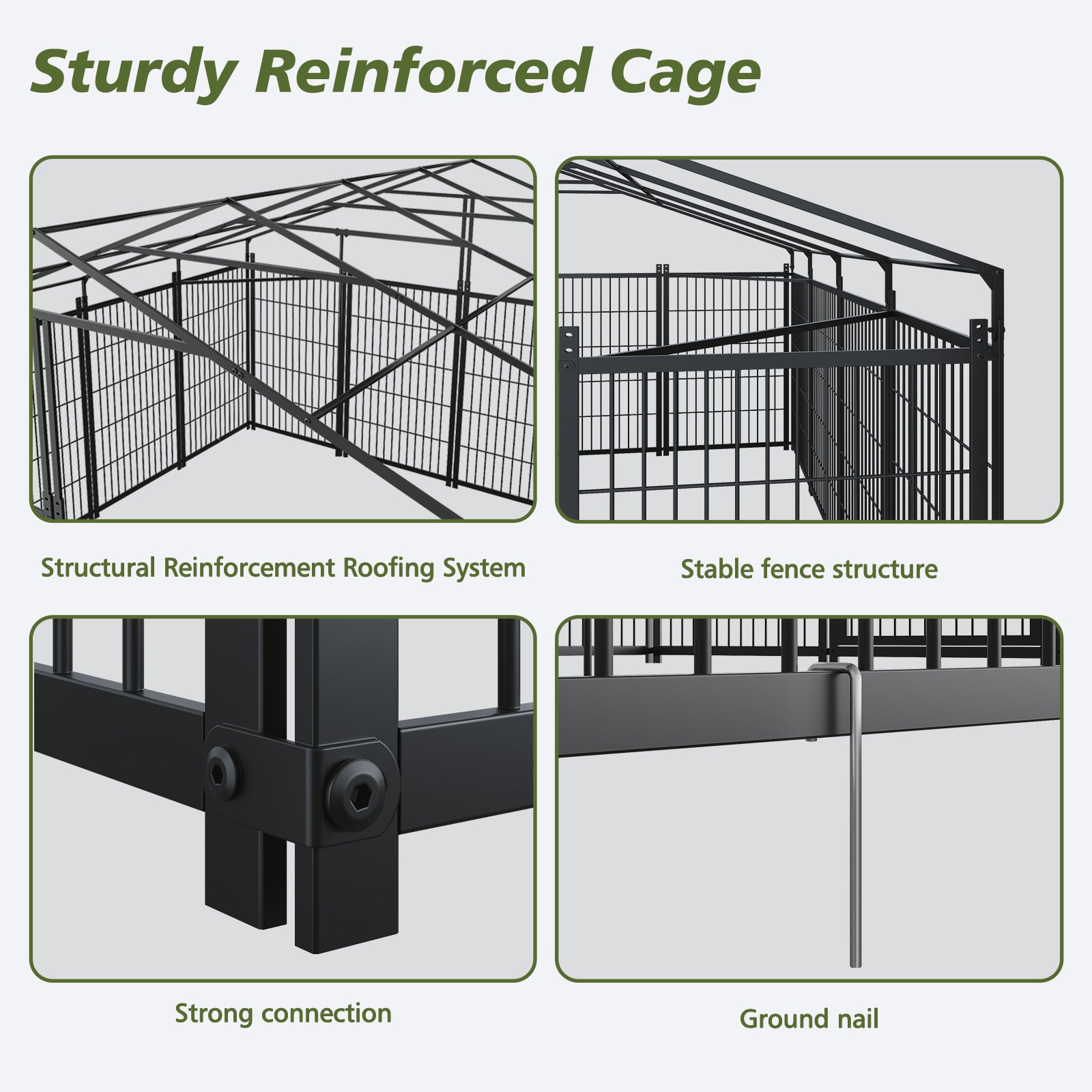 Large Dog Kennel Outdoor Pet Pens Dogs Run Enclosure Animal Hutch Metal Coop Fence with Roof Cover. 18.9'L x 9.61'W x 6.76'H. image 7