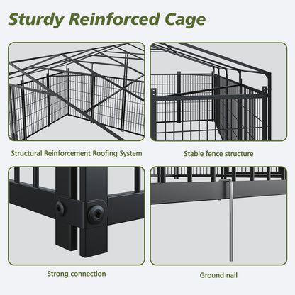 Large Dog Kennel Outdoor Pet Pens Dogs Run Enclosure Animal Hutch Metal Coop Fence with Roof Cover. 18.9'L x 9.61'W x 6.76'H. image 7
