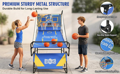 Dual Shot Foldable Basketball Arcade Game, LED Digital Scoreboard, 4 Balls & Pump, Indoor Family Entertainment Game image 2