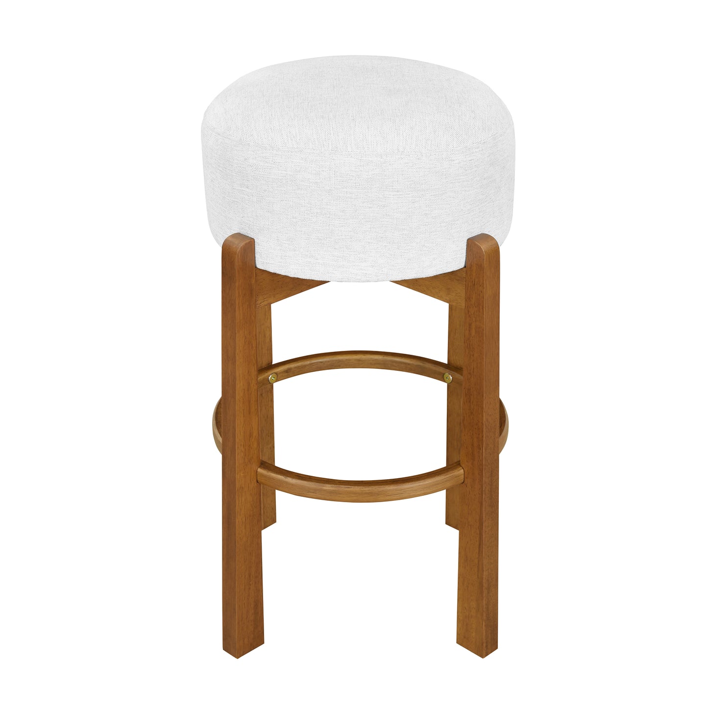 Vera Indoor Wooden Upholstered Barstool, Walnut Finish and Ivory Upholstery, Set of 4 image 4