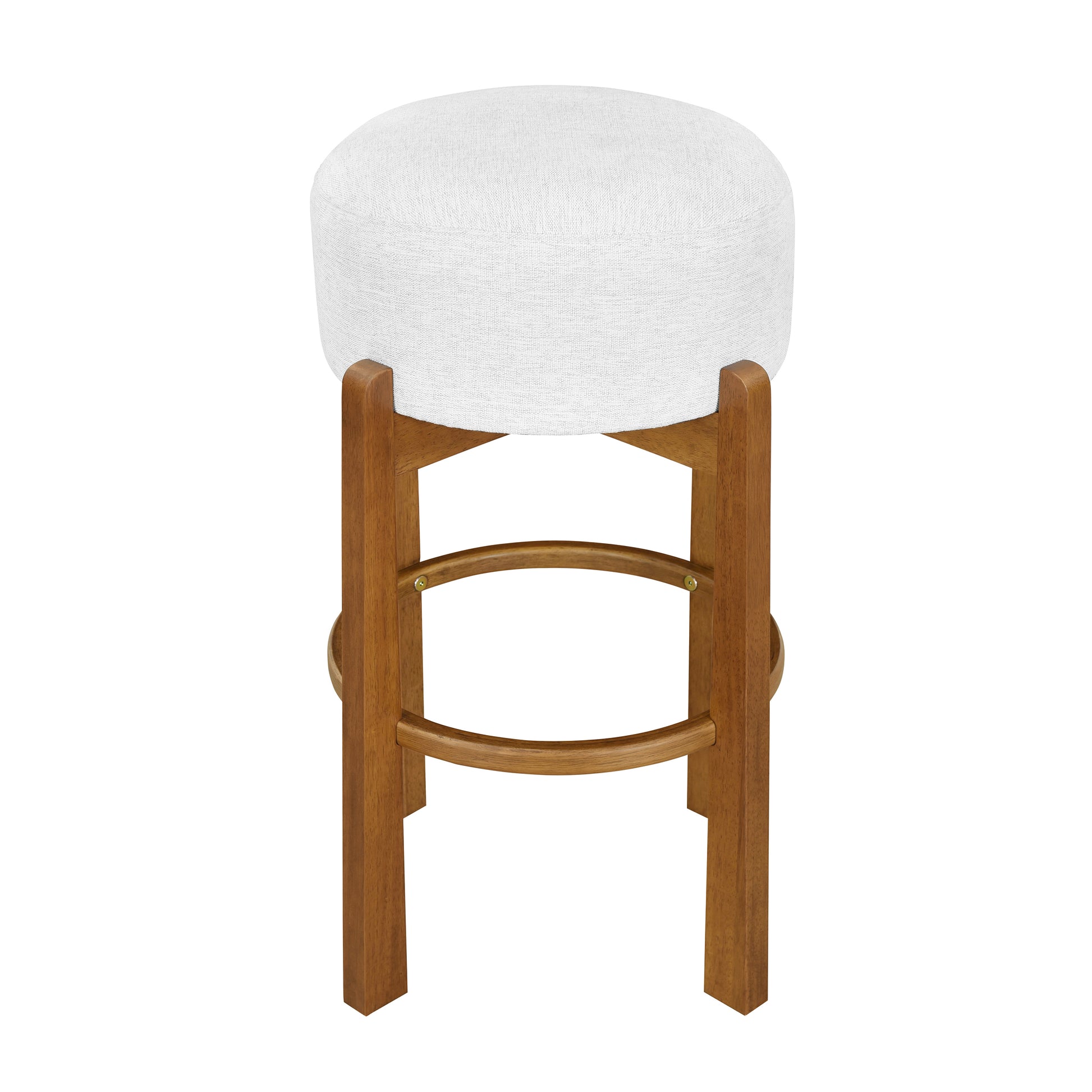 Vera Indoor Wooden Upholstered Barstool, Walnut Finish and Ivory Upholstery, Set of 4 image 4