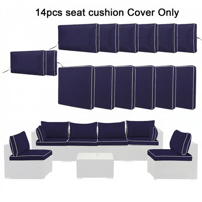 Cushion Covers for 7 Pcs (6-Seaters) Wicker Rattan Sectional Sofa, 14Pack Cushion Slipcovers Set Seat and Back,Outdoor Cushion Slipcover with Zipper, (Only Cover) Navy Blue image 2