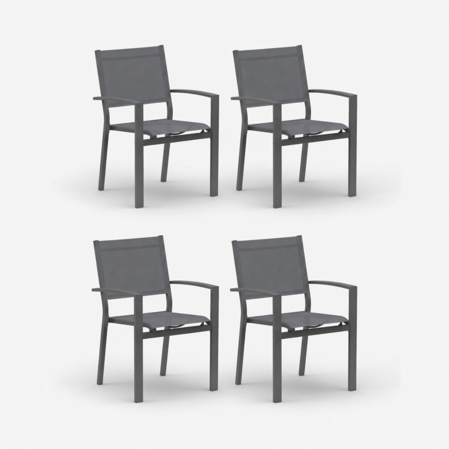 Set of 4, Heavy duty Metal Grey Outdoor Patio Chair – All Weather Textilene image 1