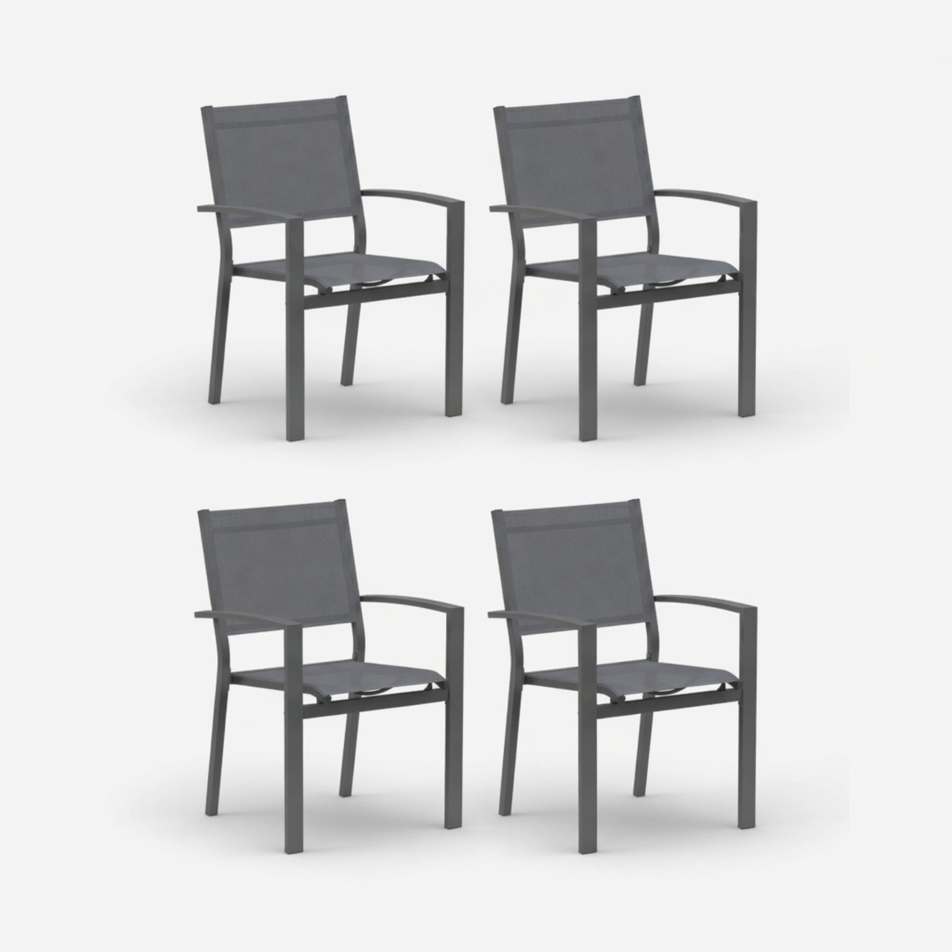 Set of 4, Heavy duty Metal Grey Outdoor Patio Chair – All Weather Textilene image 1