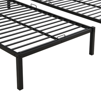 Full Over Twin Over Twin Bunk Bed,Triple Bunk Bed With a vertical ladder, Metal Frame Bunk Bed with Safety Rail, Full Over Twin Over Twin Triple Bunk image 12