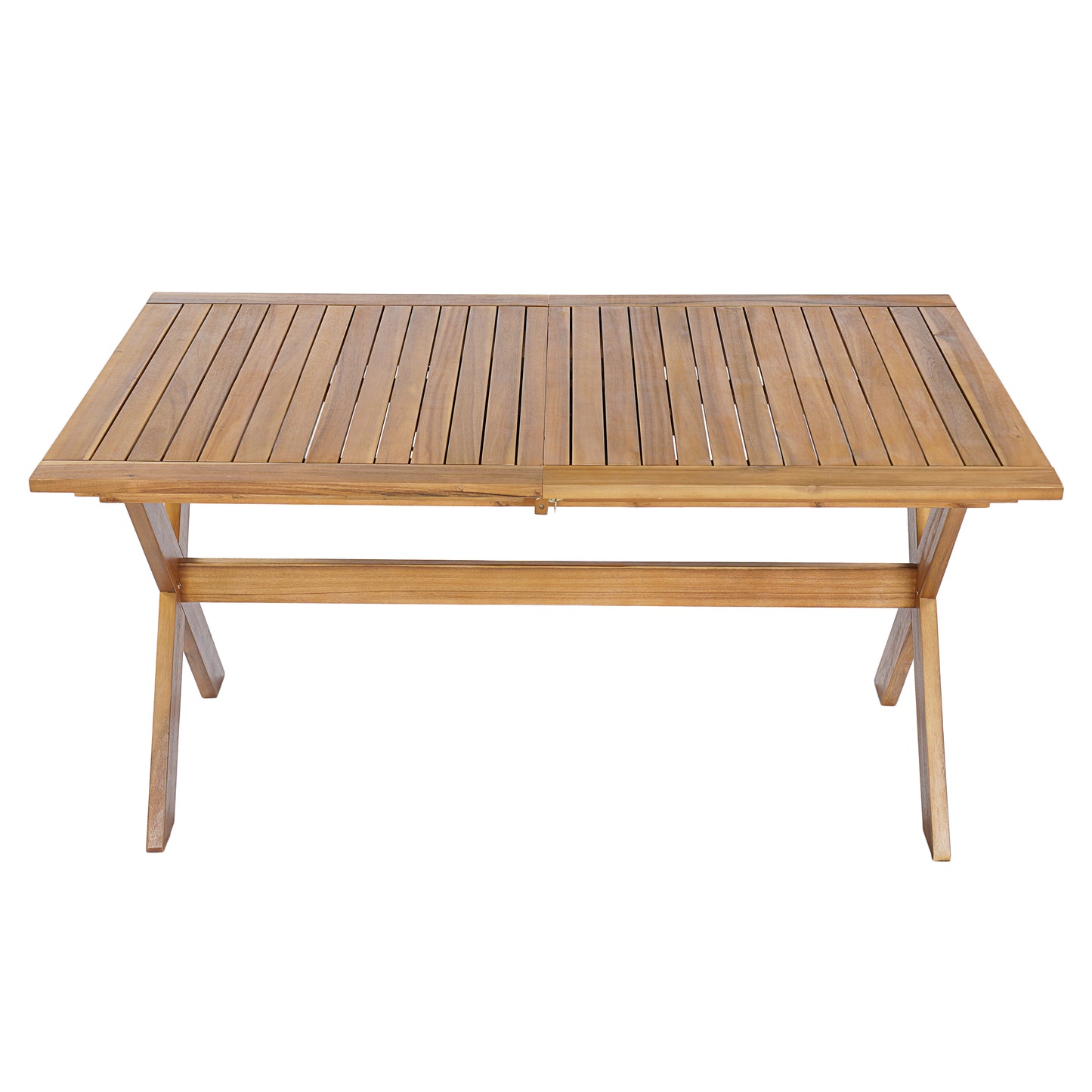 7 Pieces Acacia Wood Outdoor Dining Set with Cream Cushions,Modern 6 Chairs 1 Large Table,Dining Furniture Set for Lawn, Backyard, Garden Deck,Poolside,Teak image 6